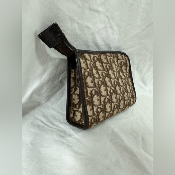 Genuine CHRISTIAN DIOR vintage brown canvas clutch with logo 70s - Picture 4 of 12